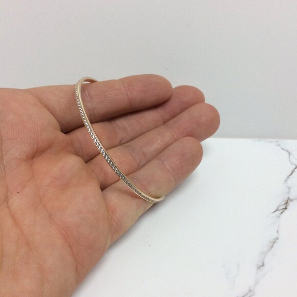 14K Yellow Real Solid GOLD BANGLE CZ Zirconia Bangle Bracelet 6.70gr 71/2'' - Picture 6 of 8